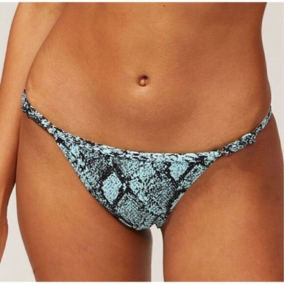 NWT Solid & Striped Lulu Bikini Bottom in Snake Jacquard Blue Black size L - Picture 2 of 11